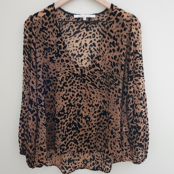 Lover + Friends | Leopard Daydream Burnout Blouse - Size M - Picture 3 of 10